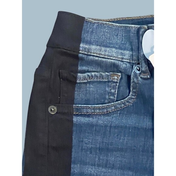 Express Ankle Legging High Rise Hyper Stretch Denim Two Tone Jeans OR $88 New - Picture 3 of 11